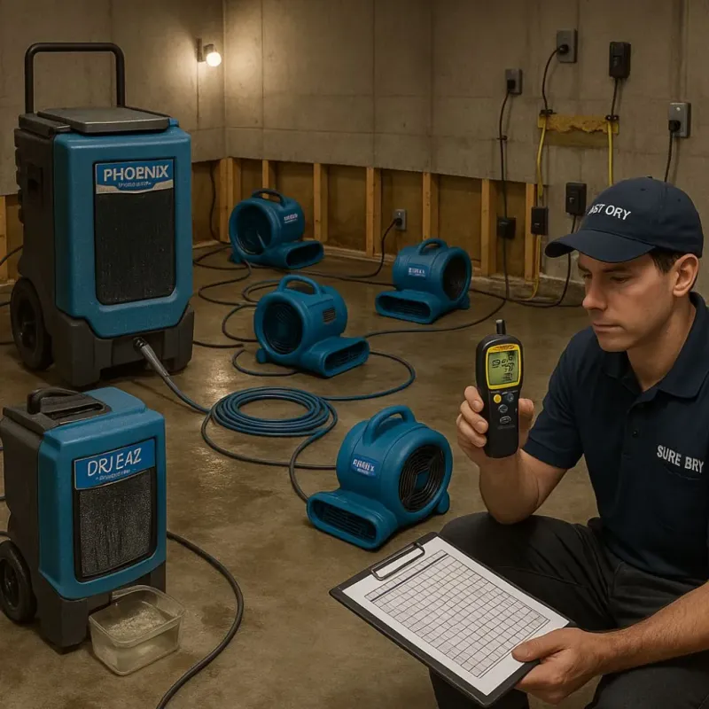 Structural Drying and Dehumidification process in Kennebunkport, ME